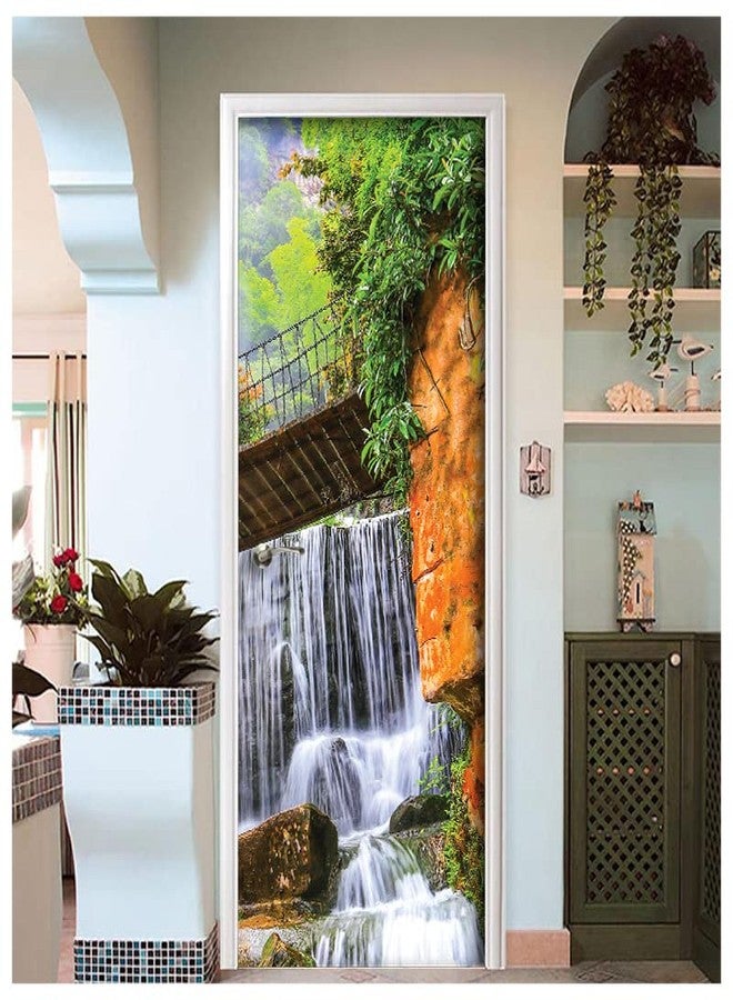 Creative Print Solution Waterfall Bridge Design Sticker Wallpaper for Door, Almirah, Table, Ac, Fridge Size 30x78 inch - Image 3